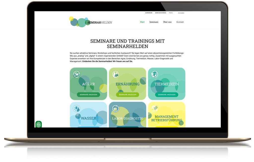 Startseite des Shops zum Buchen von Fortbildungen auf Seminarhelden.de